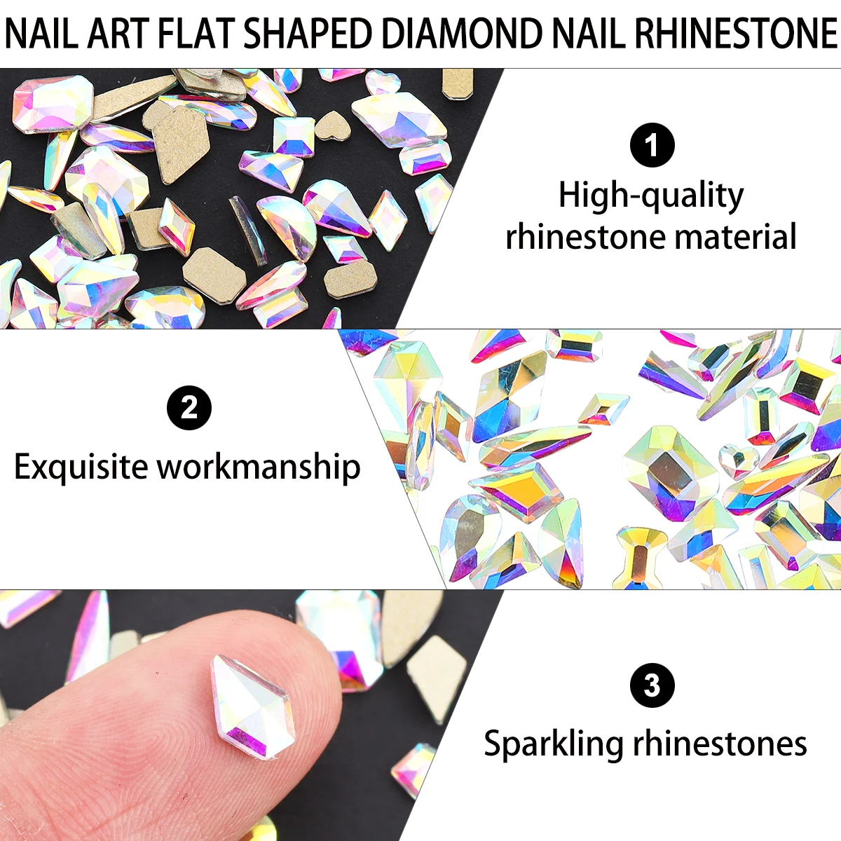 

100pcs Decor Shining Diy Crystals For Eye-Catching Art Face Makeup Water Drill Stones Gems Kit Home Salon