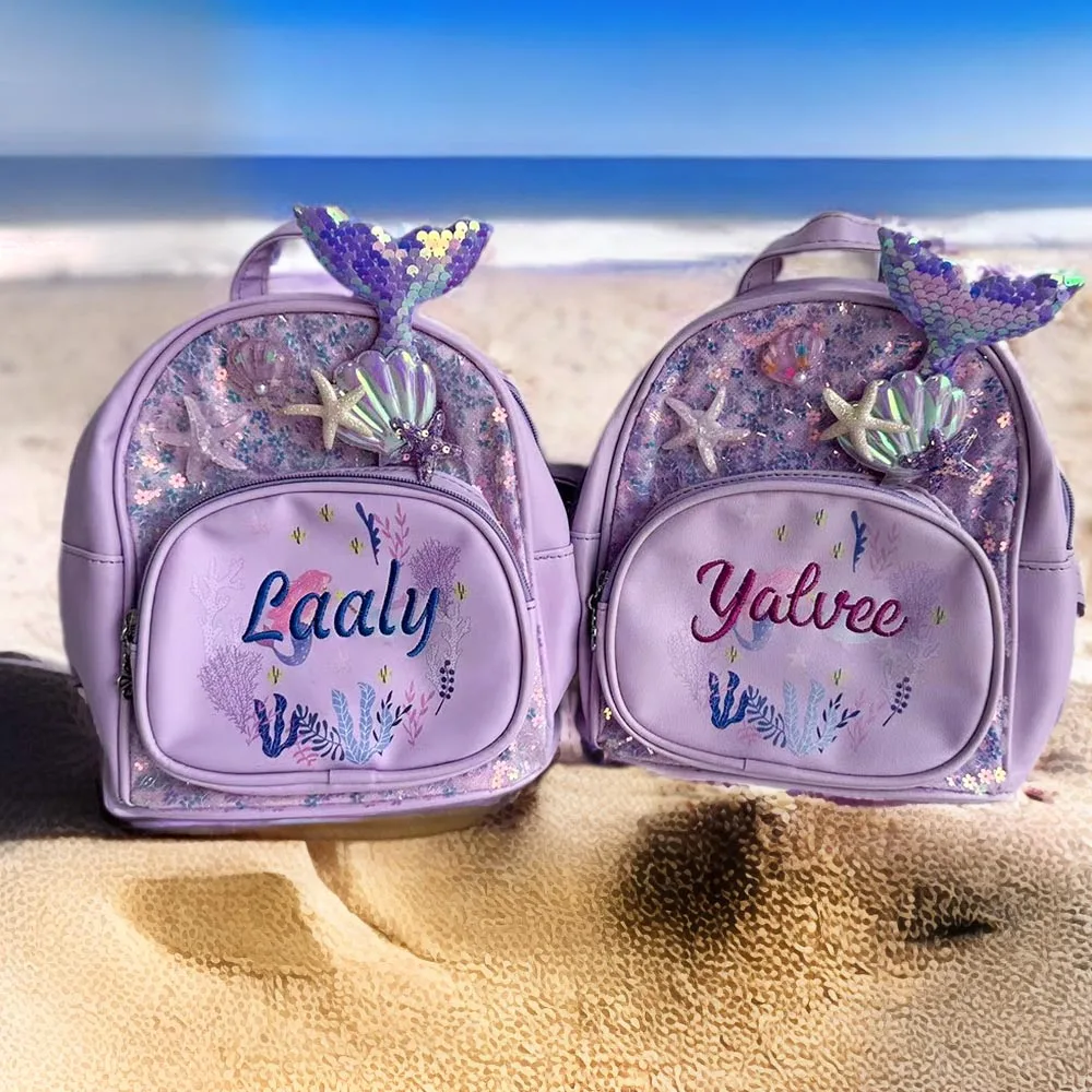 

Personalized Mermaid Sequin Backpack Embroidery Customized Children's Backpack Kindergarten Backpack with Name Gift Bag