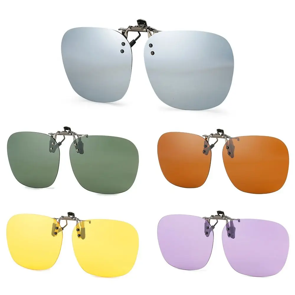 

Metal Clip Clip-On Polarized Sunglasses Convenient UV400 Flip-up Sun Glasses for Prescription Glasses Rimless Polygonal Shades