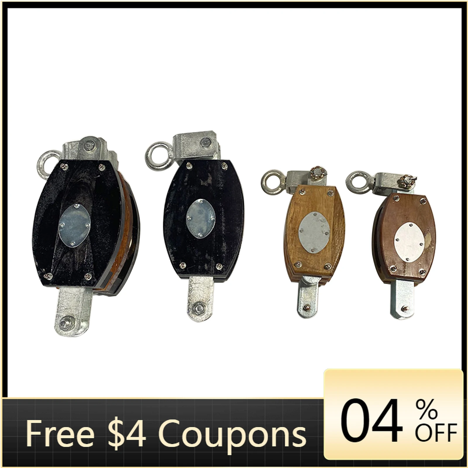 

STLF Double Pulley Iron Belt 6" 8" Hook Type Ship Lifting Wooden Block Marine Hardware