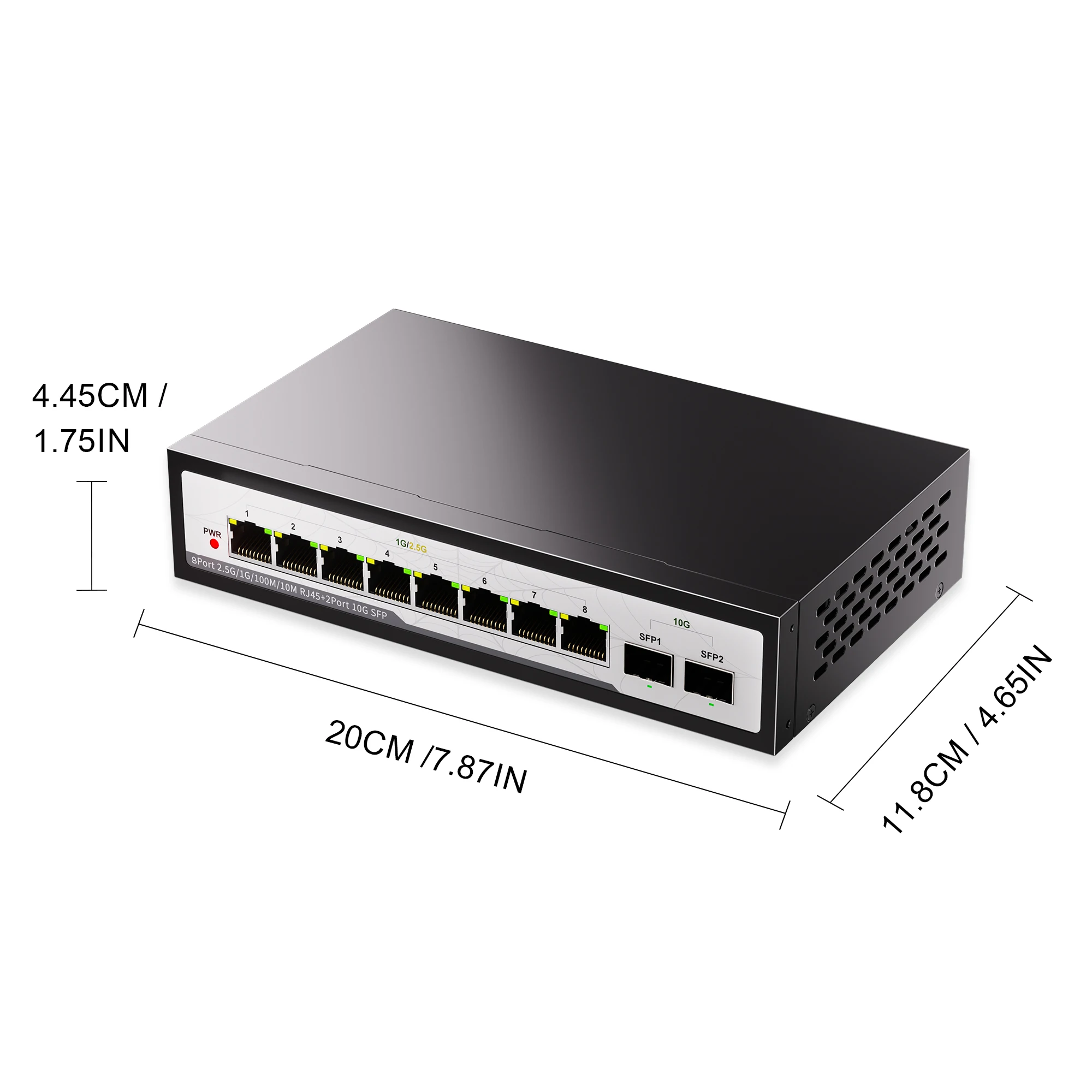 2.5G ネットワークスイッチ 8 ポート Cat スティックギガビット LAN スプリッタハブ 10000Mbps 2x10G SFP スイッチ NAS 用
