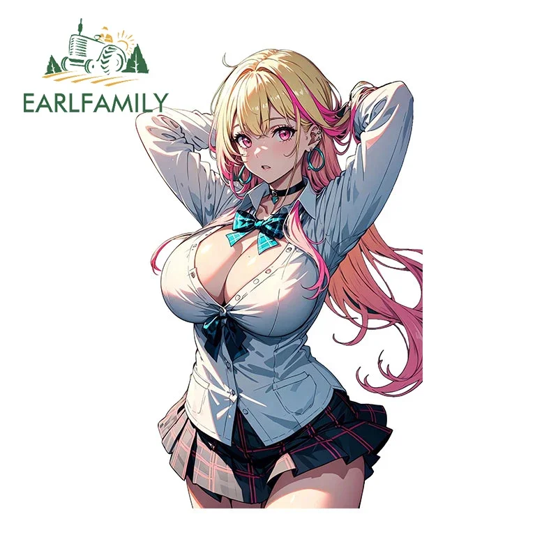 

EARLFAMILY 13cm X 8.1cm Kitagawa Marin Sexy Anime Car Stickers Personality NSFW Motorcycle Skateboard Decal for Tesla JDM