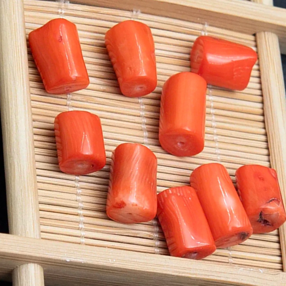 البرتقال العمود شكل المرجان الطبيعي فضفاض الخرز صنع عقد دي اي واي سوار مجوهرات اكسسوارات 8x10-9x14-15 مللي متر 1 قطعة