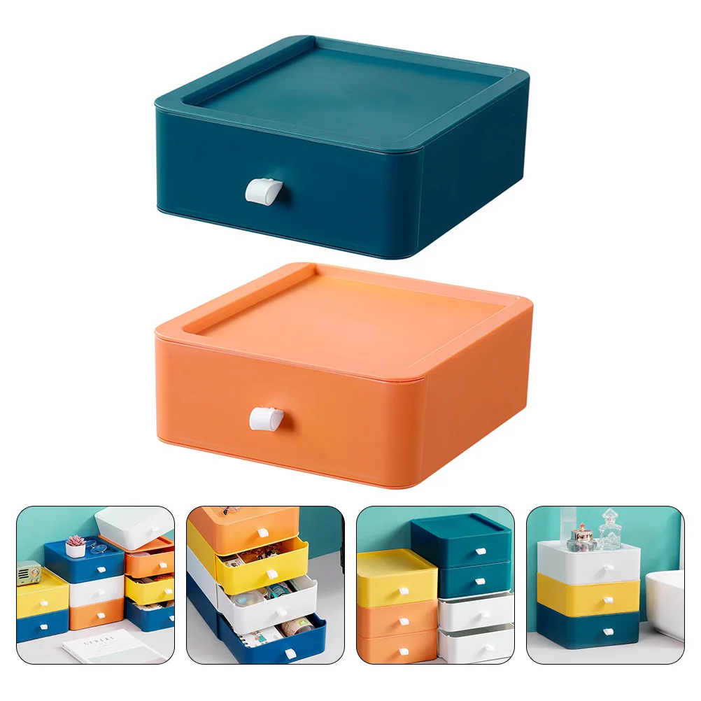 

2pcs Drawer Storage Box Plastic Desktop ganizer Stackable Multi layer File Case Office Dorm Accessory Folder Bag