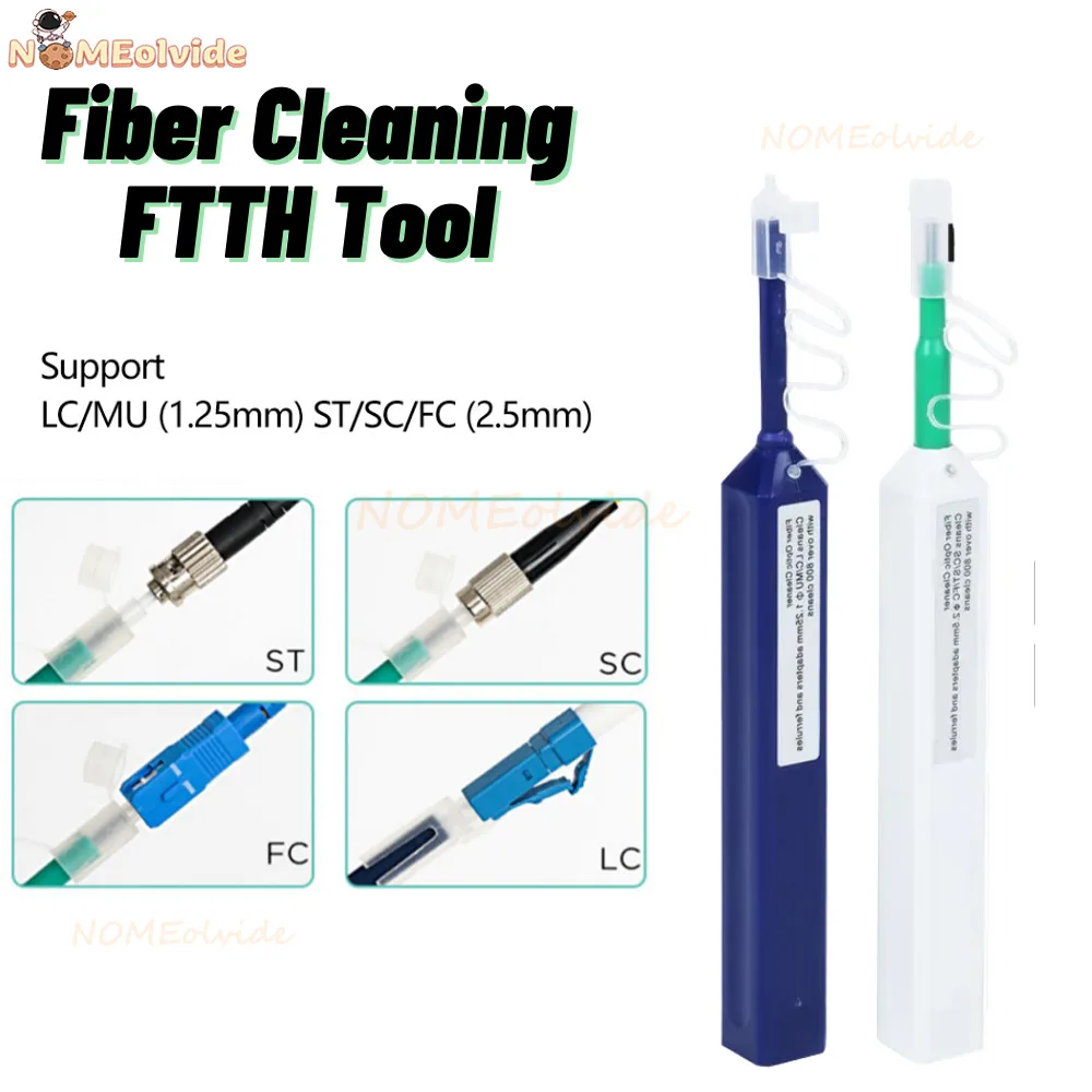 Optic Fiber Cleaner Pen LC SC FC 2.5mm 1.25mm and 550 Times Cleaning Box KCC-550 Cassette Fiber End Cleaner Fiber Cleaning Tool