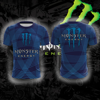 2025 Summer Men's T-shirt Fashion Street Monster Energy 3D Printed Striped Outdoor Quick-drying Cycling Jersey Oversized T-shirt