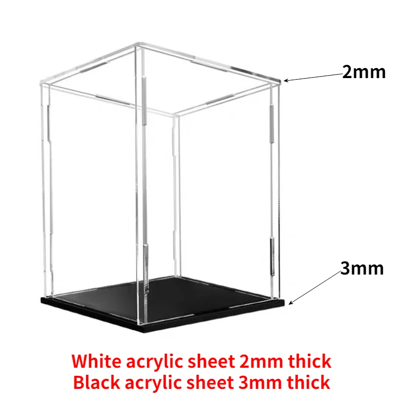Transparent Acrylic Display Case,Protective Display Box For Toy Dolls , Collectible Model Display Cabinet, Dust-Proof Box,Black