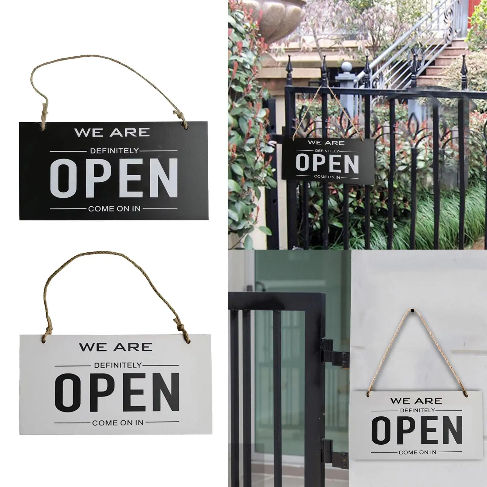 Rustic Open Closed Sign Shop Door Sign Double Sided Hanging Sign for Shop Cafe Restaurant Pub Bar Coffee Decoration