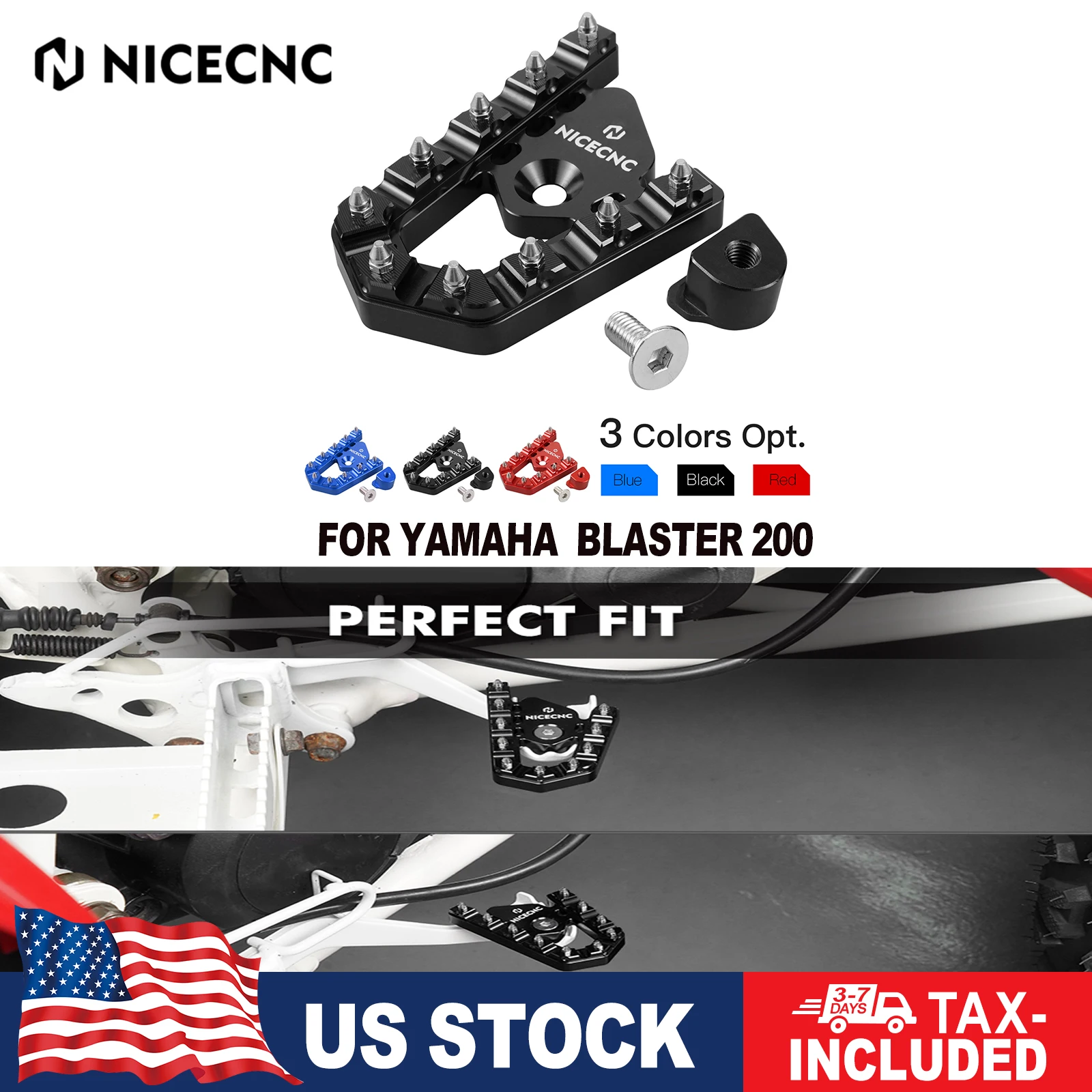 

NICECNC Blaster 200, удлинитель задней педали тормоза для Yamaha Blaster 200 YFS200 1988-2006, педаль из алюминиевого сплава, зубы из нержавеющей стали