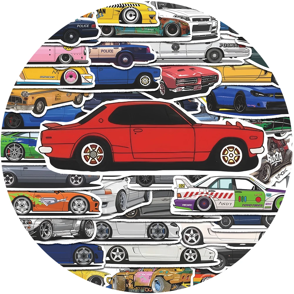 

10/30/52pcs Vintage Cartoon JDM Racing Car Graffiti Stickers for Kid Toy Decal DIY Travel Luggage Guitar Waterproof Sticker Gift