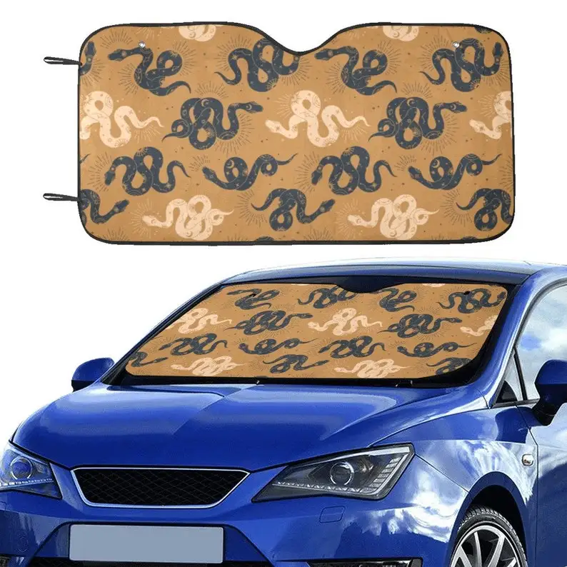 

Boho Snake Car Windshield Sunshade Brown Earth Tone Charming Window Sunscreen Cute Accessories Screen Car Decoration Gift