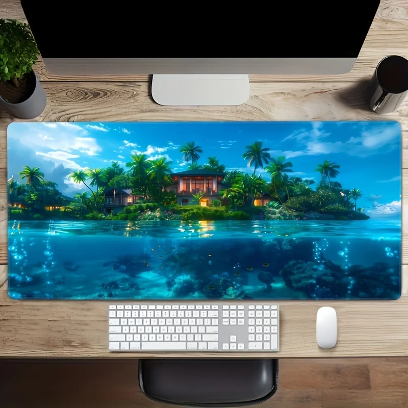 

Tropical Island Underwater View Extended Gaming Mouse Pad Non-Slip Rubber Desk Mat for Home Office
