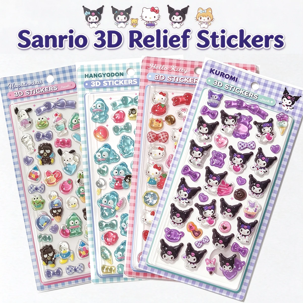 Sanrio Characters 3D Stereo Stickers Cute Cartoon Decal for Scrapbook Notebook Phone Case Kids Party Favor