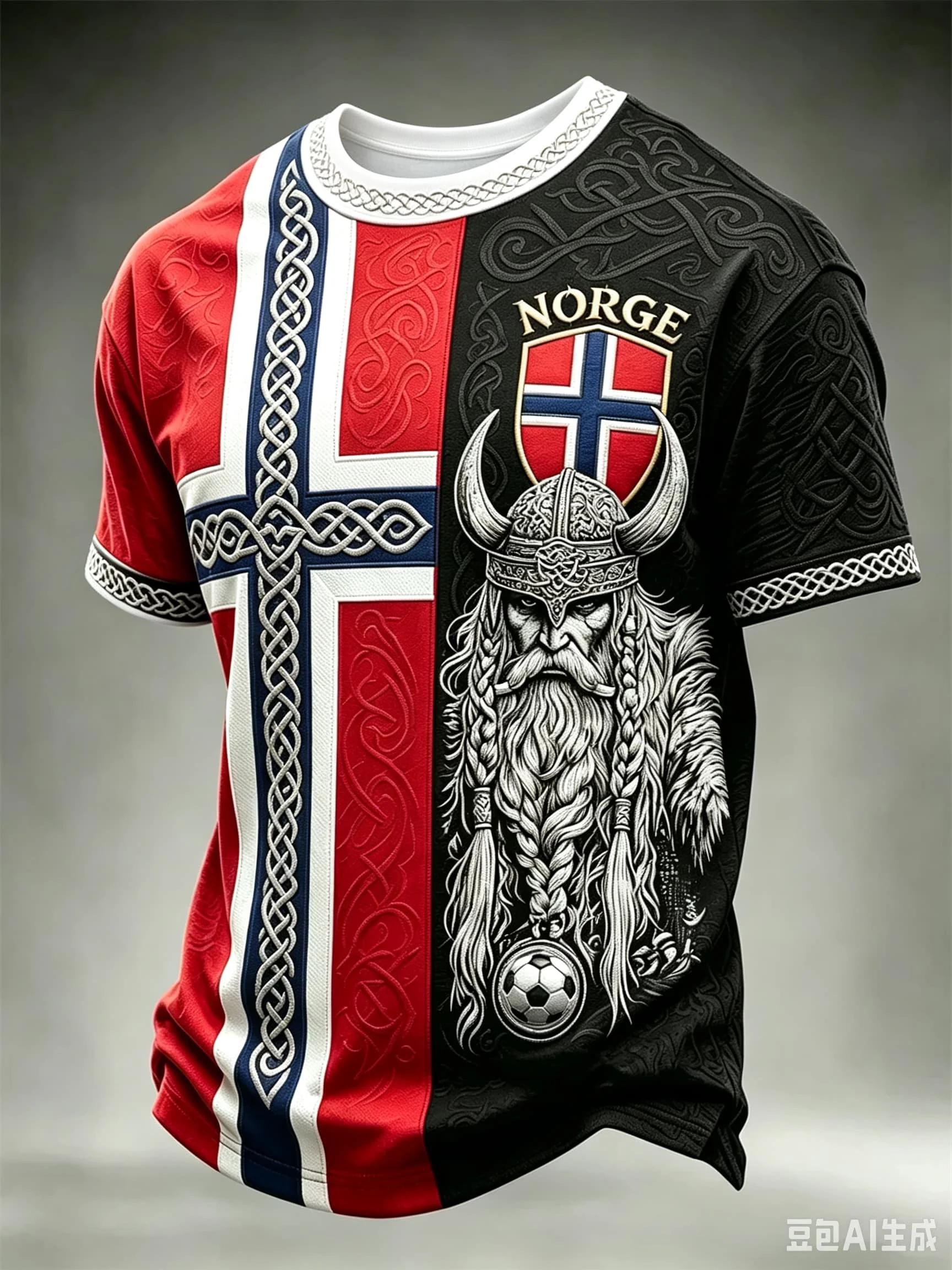 Men Norway Norge Viking Soccer T-Shirt Norse Warrior Graphic Tee Norwegian Flag Cross Short Sleeve Casual Football Sports Top