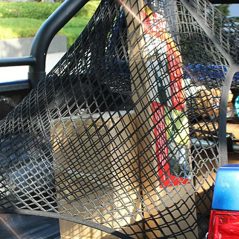 Car Trunk Rooftop Net Mesh Cargo Net Heavy Cargo Net Truck Trailer Dumpster Extend Mesh Covers Luggage Nets With 4 Fixed Hooks