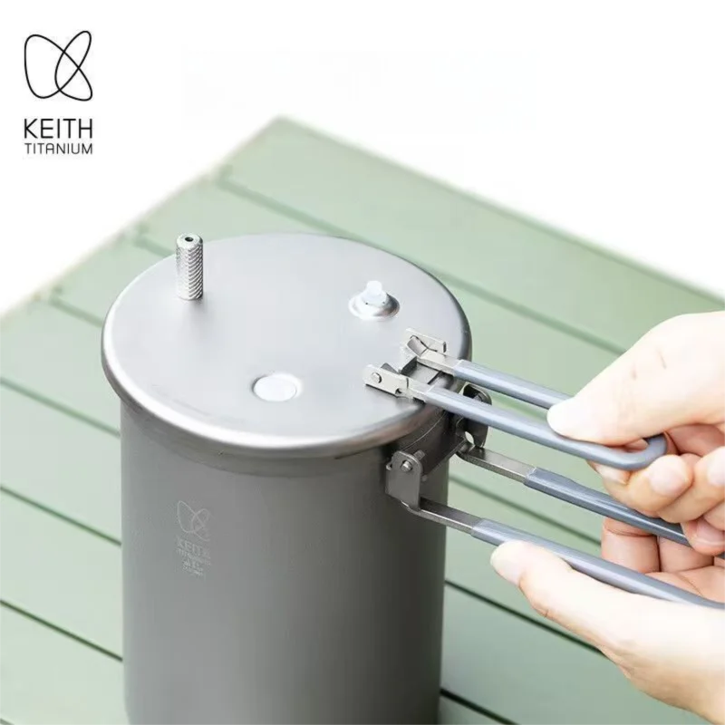 KEITH Titanium Pressure Cooker 1800ml 520g Lightweight Portable Camping Pot High-Altitude Cooking for Outdoor Adventures, Back