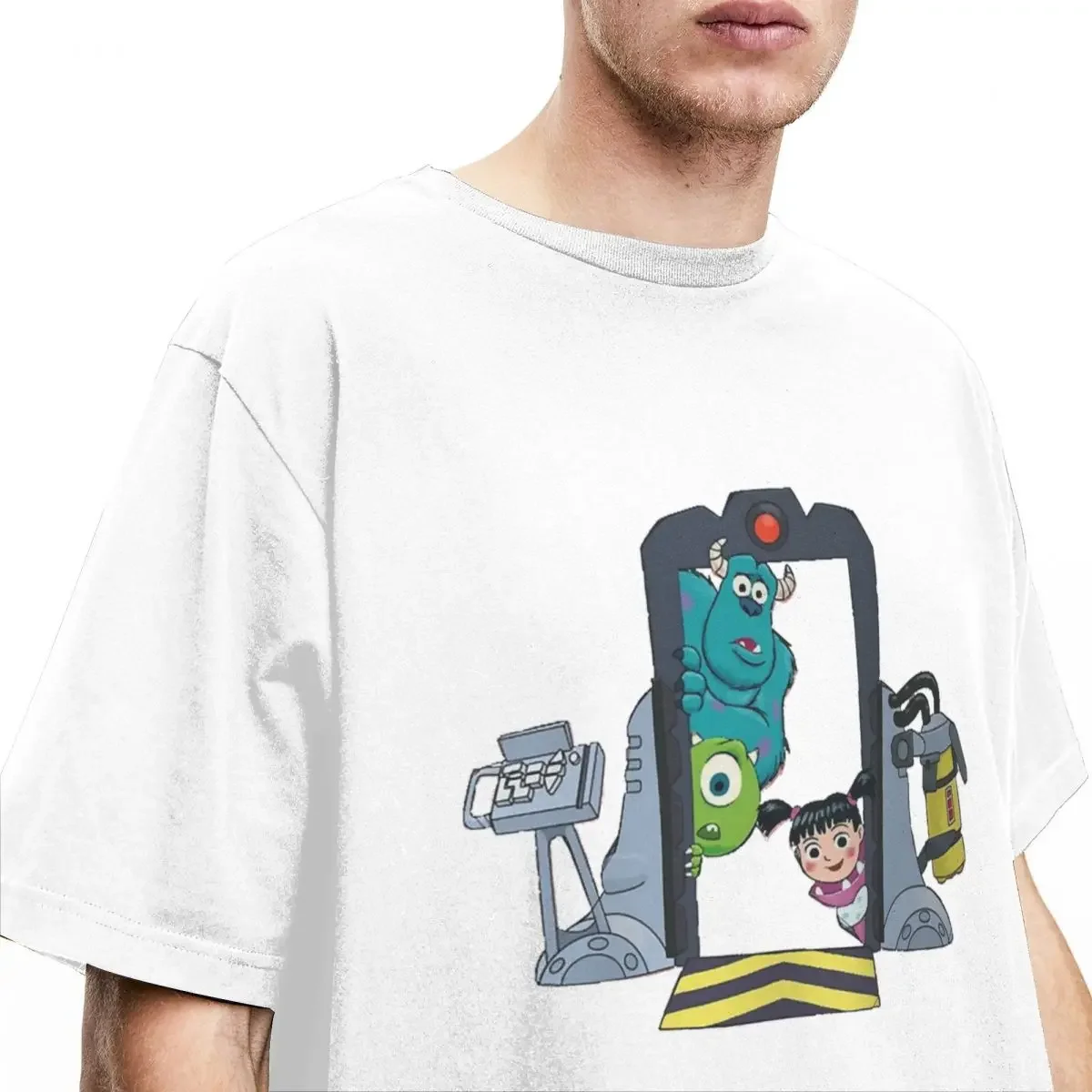 Funny Monsters Inc Boo Door T Shirts for Men Women Pure Cotton Novelty Cartoon Sullivan Mike Tee Shirt Short Sleeve Clothing