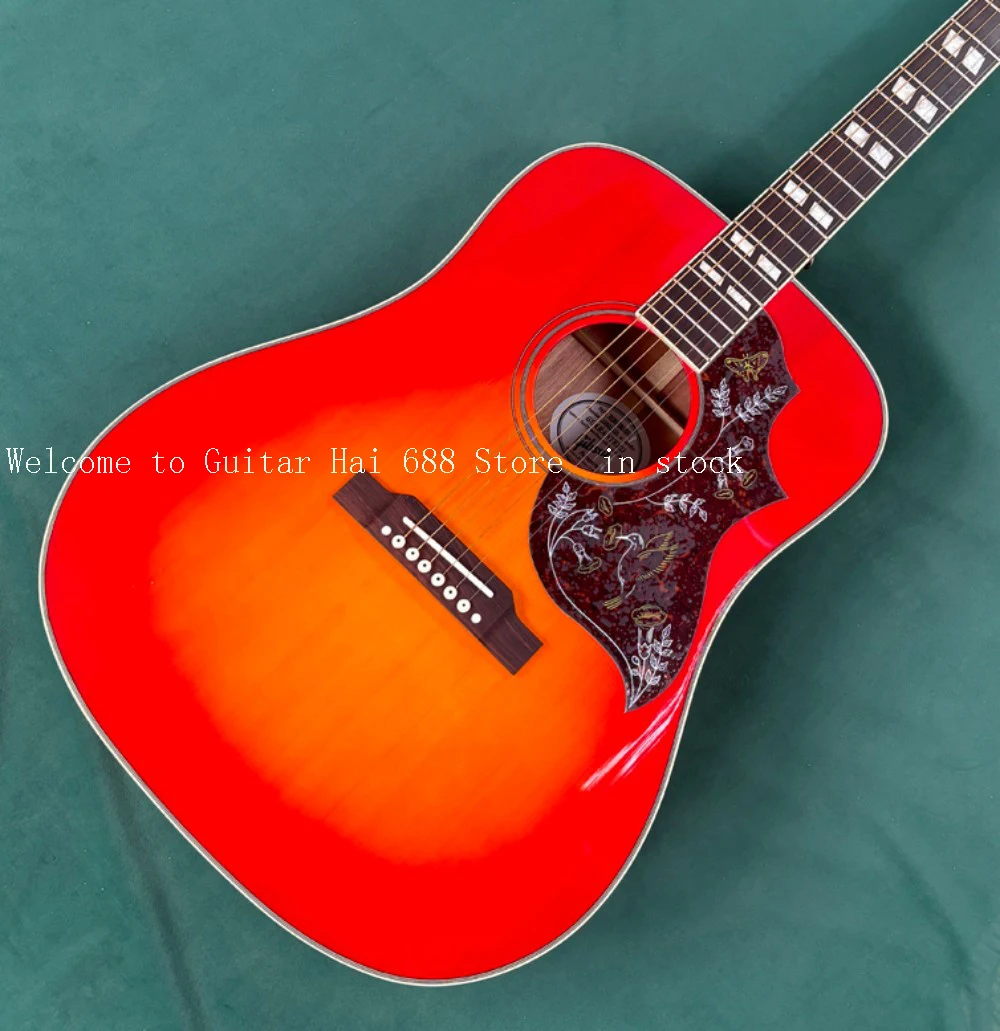 

Новая акустическая гитара 2026 года Cherry Burst с звукоснимателем и грифом из палисандра