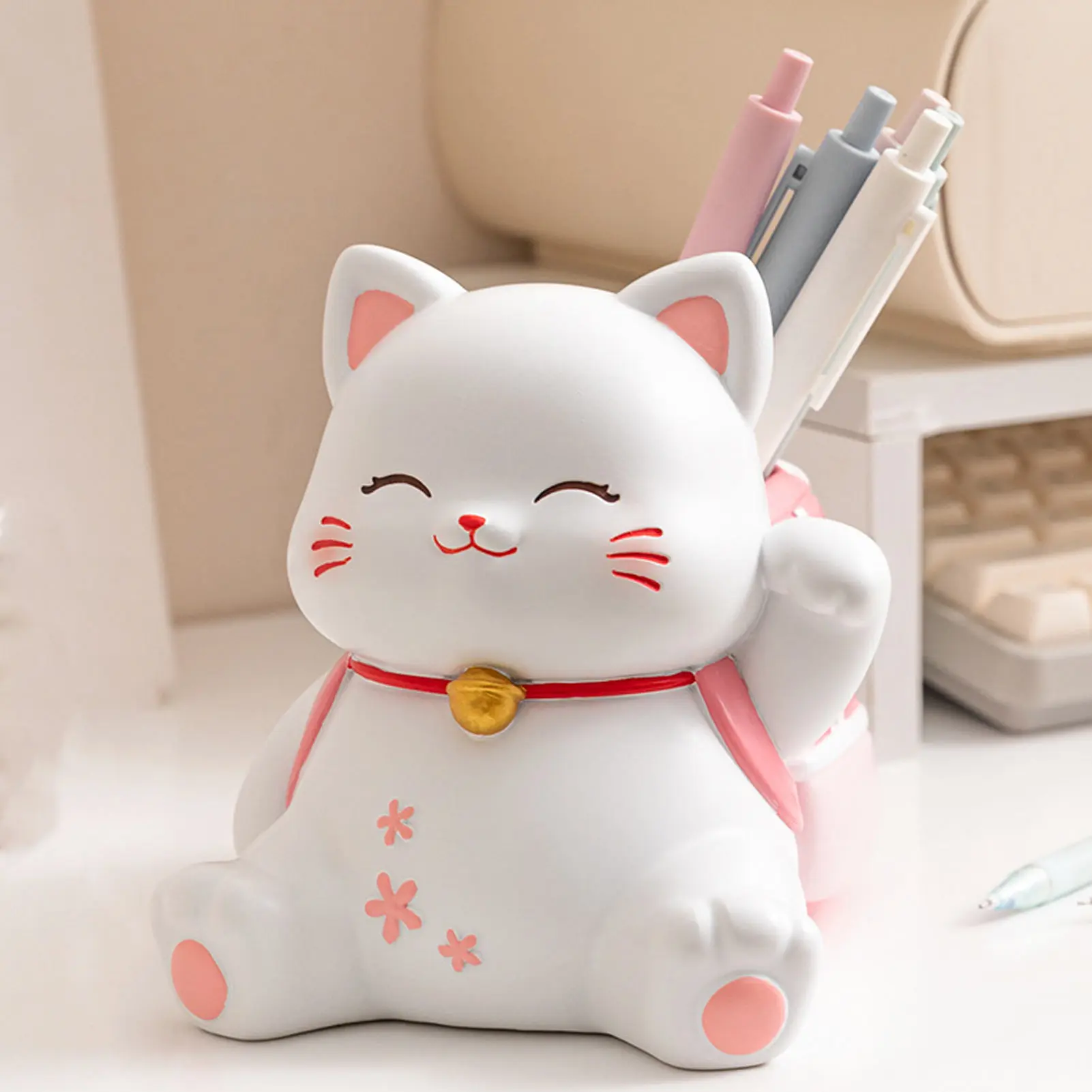 Cat Pen Holder Multipurpose Resin Innovative Cute Pencil Holders For Desk Home School Office Decoration