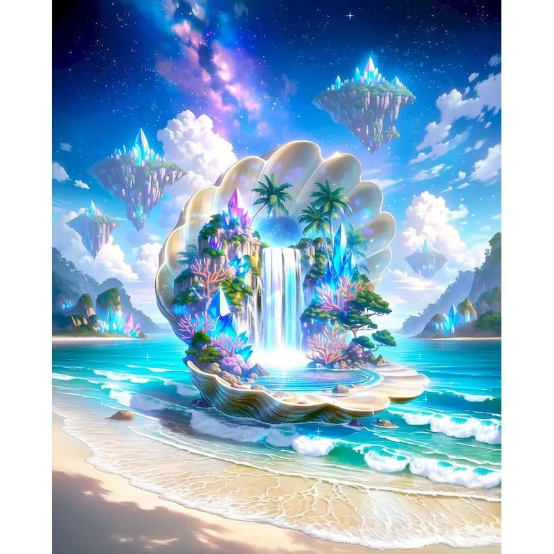 GATYZTORY Diamond Painting Kit Arts And Crafts Diamond Art Kits For Adults Beach Scenery Full