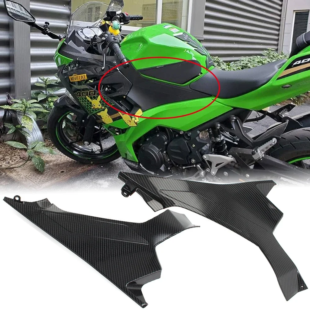 

For Kawasaki Ninja 400 Tank Side Cover Panel Fairing Cowl Fuel Protector Carbon Fiber EX400 2023 2022 2021 2020 19 18 Moto Parts