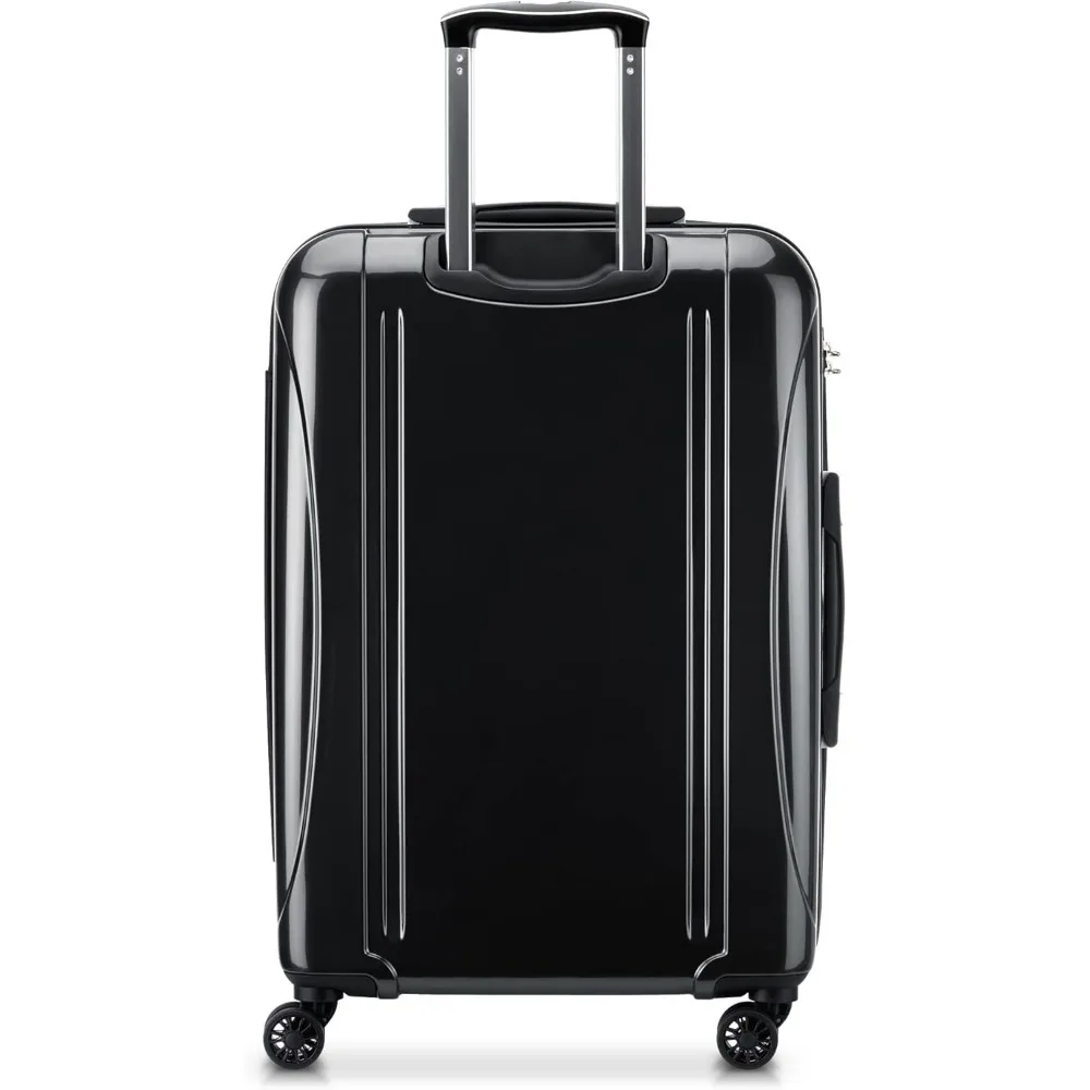 Medium 24 Inch Expandable Hardside Spinner Luggage with Aero Design in Black, Ideal for Travel and Checked Luggage