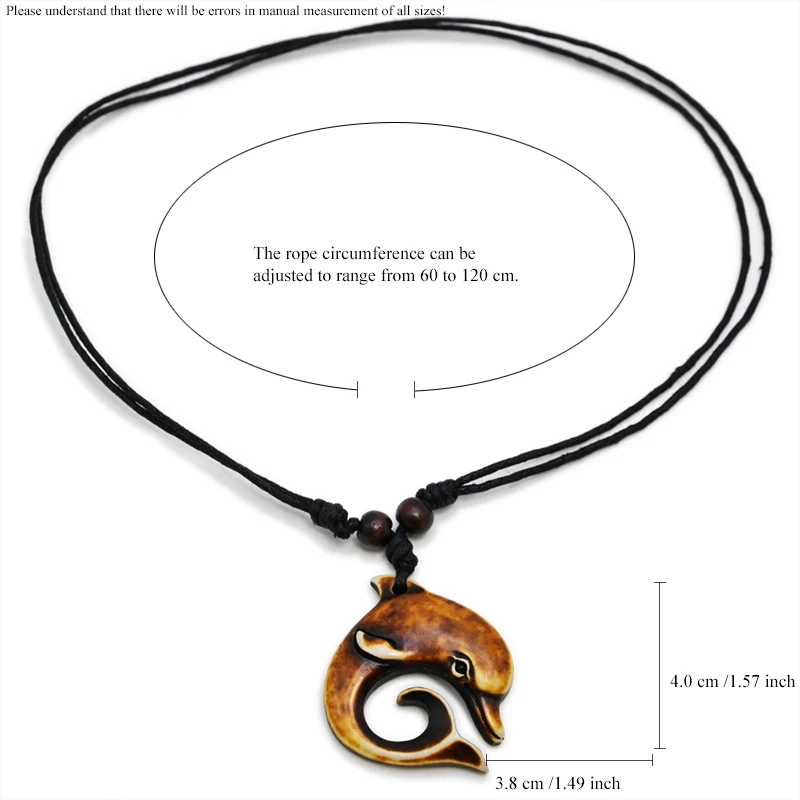 FX062 New Zealand Maori Yak bone necklace Dolphin pendant man Choker Retro Jewelry Hawaii Surfing necklace Amulet Gift