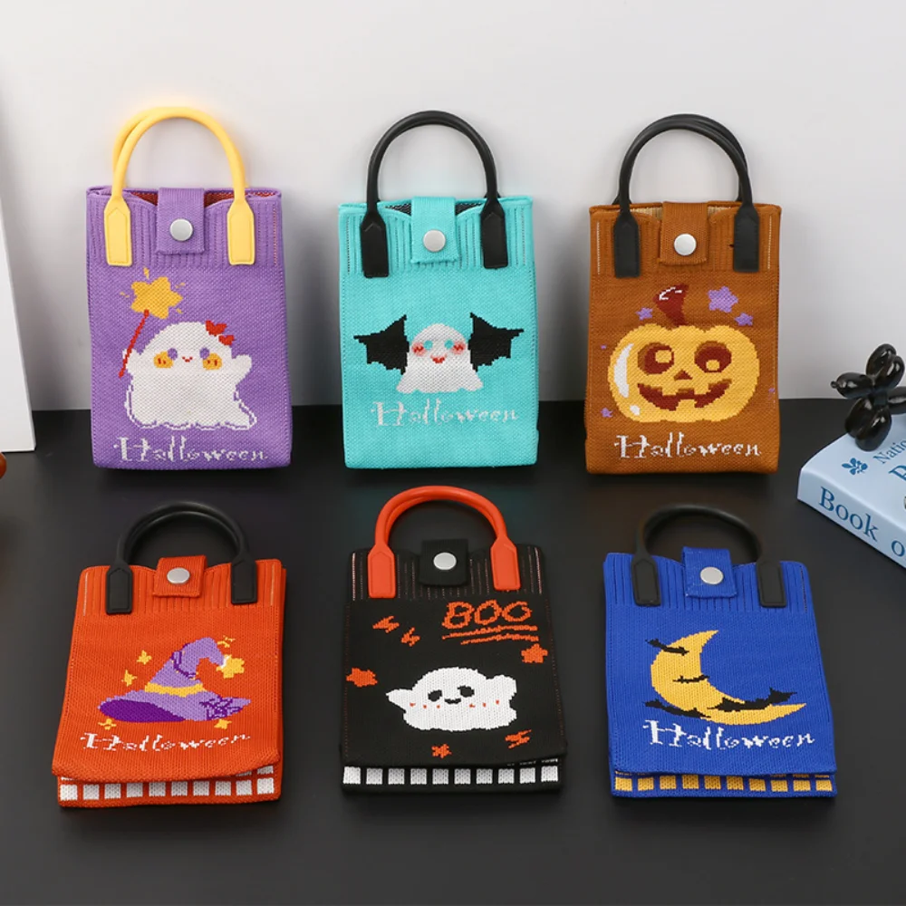 

Cartoon Ghost Shoulder Bag Warm Pumpkin Print Bag Crossbody Phone Pouch Adorable Festival Gift Bag For Daily Use Party Gifts