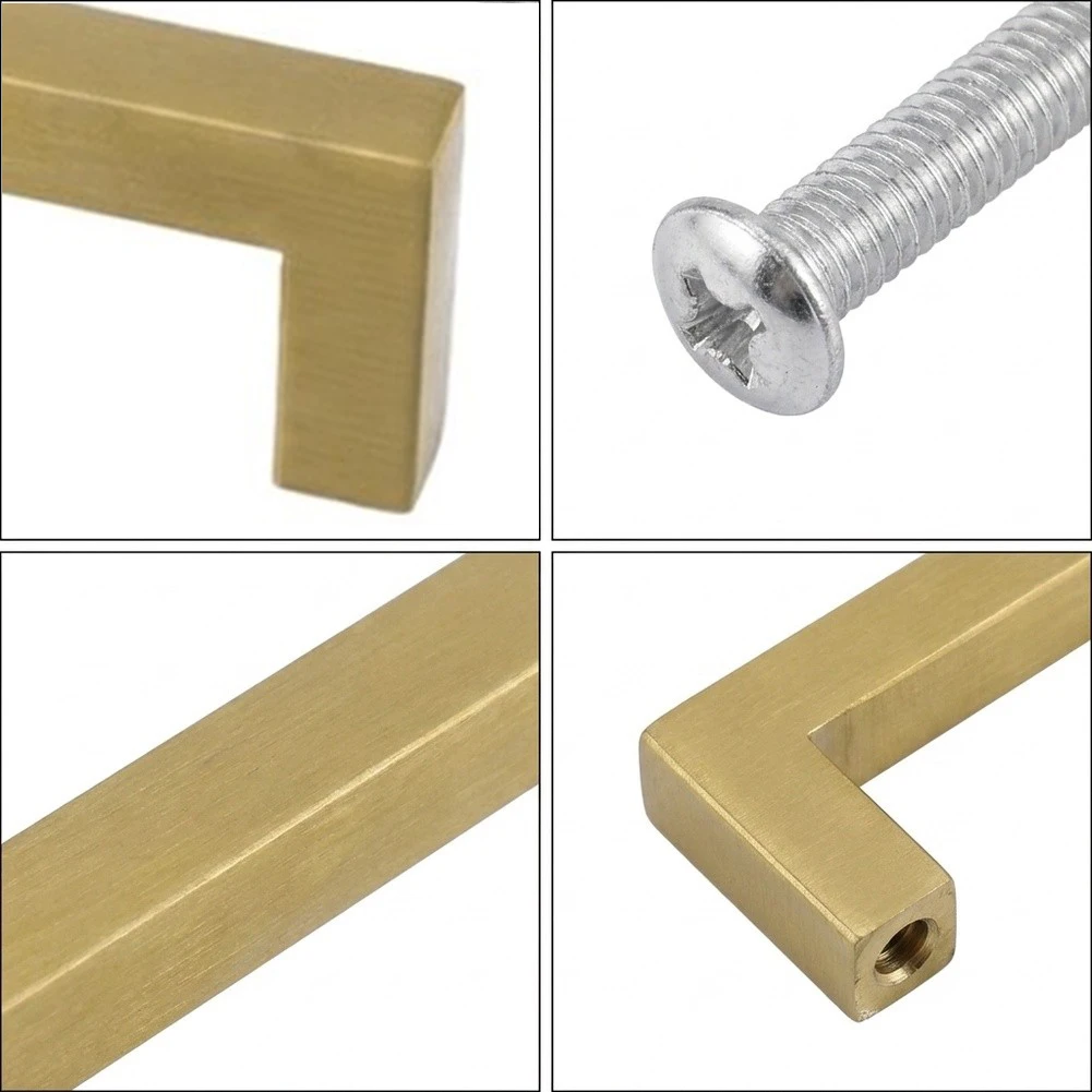 Brushed Brass Cabinet Pulls Designed to Fit Standard Cabinet Drilling Patterns for Kitchen Islands Bathroom Vanities and Desks
