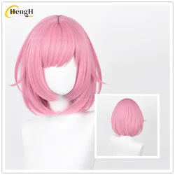 Ootori-peluca sintética de Anime para Cosplay, pelo corto de 34cm, color rosa oscuro, resistente al calor, juego de rol para fiesta de Halloween, 2024