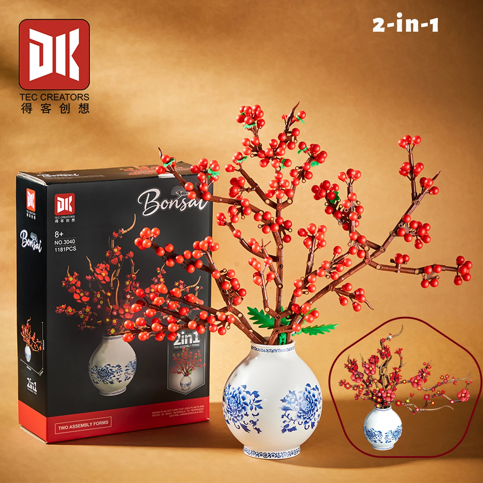 

DK3040 Цветы сливы и Холли 2-в-1 Строительные блоки Растения в горшках Цветочные букеты Набор 1181 шт. Кирпичи Декор комнаты Игрушки Подарки для девочек