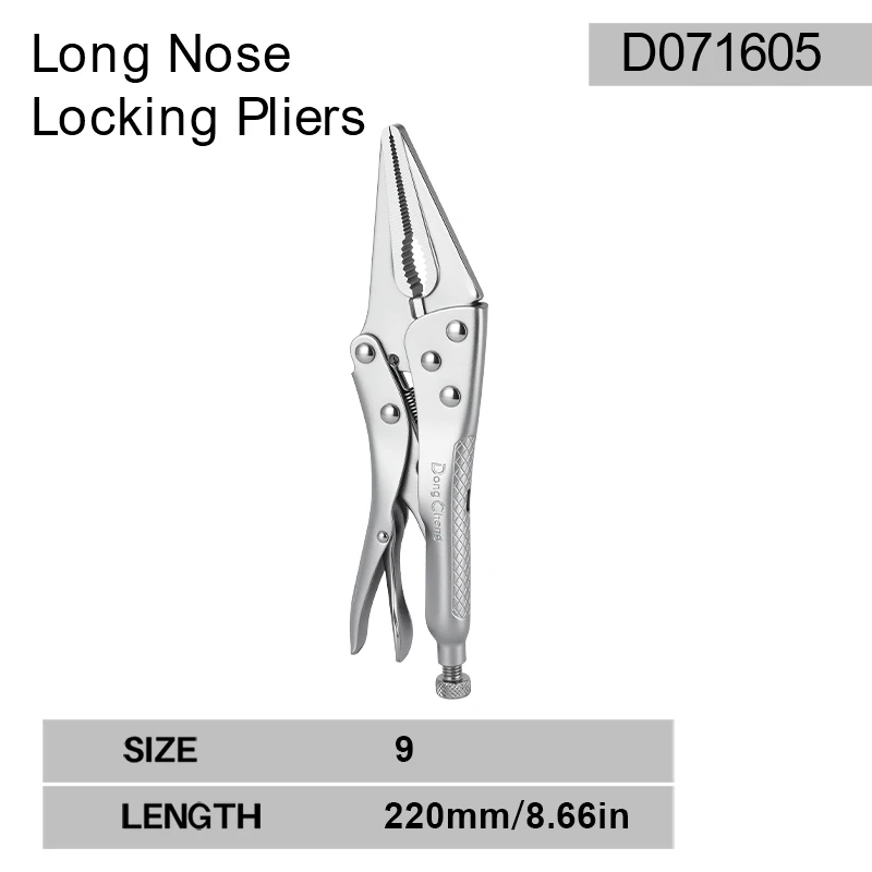 9 inch zware tang met lange bek, hoogwaardig koolstofstaal, verstelbare schroef, microvergrendeling, sterke grip, precisie handgereedschap