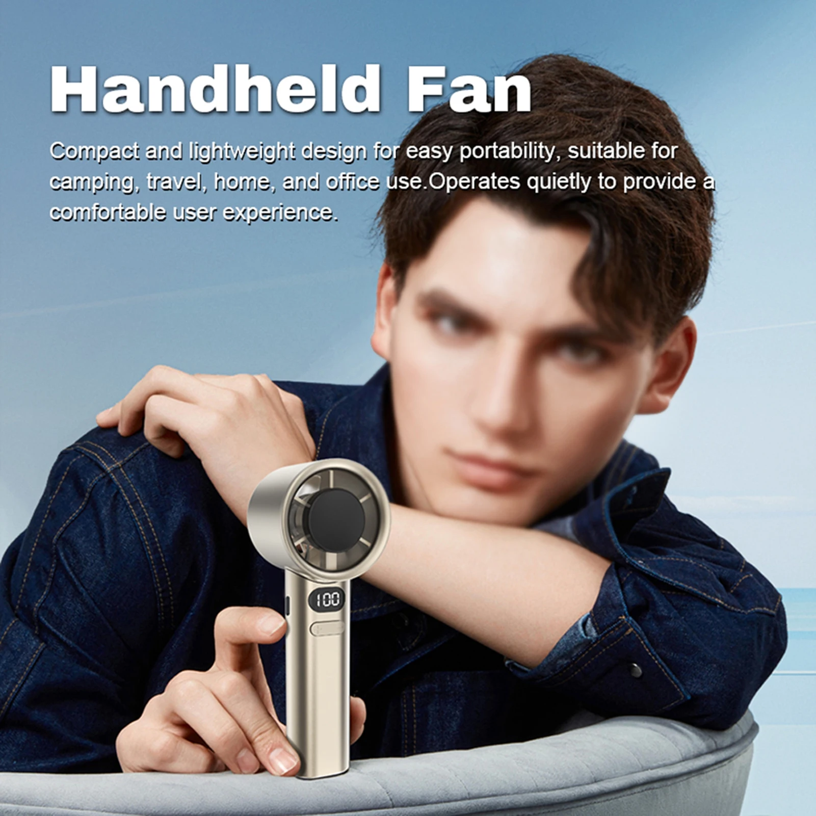 High-Speed Fan Portable Turbofan USB Rechargeable Electric Fan with Digital Display Support 120-Speeds Infinitely Adjustable