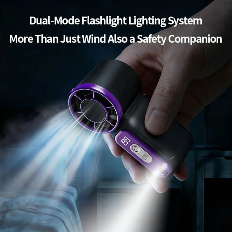 Rechargeable Handheld Fan Portable Cooling Fan With Digital Display Quiet Powerful Fan For Home Outdoor Travel