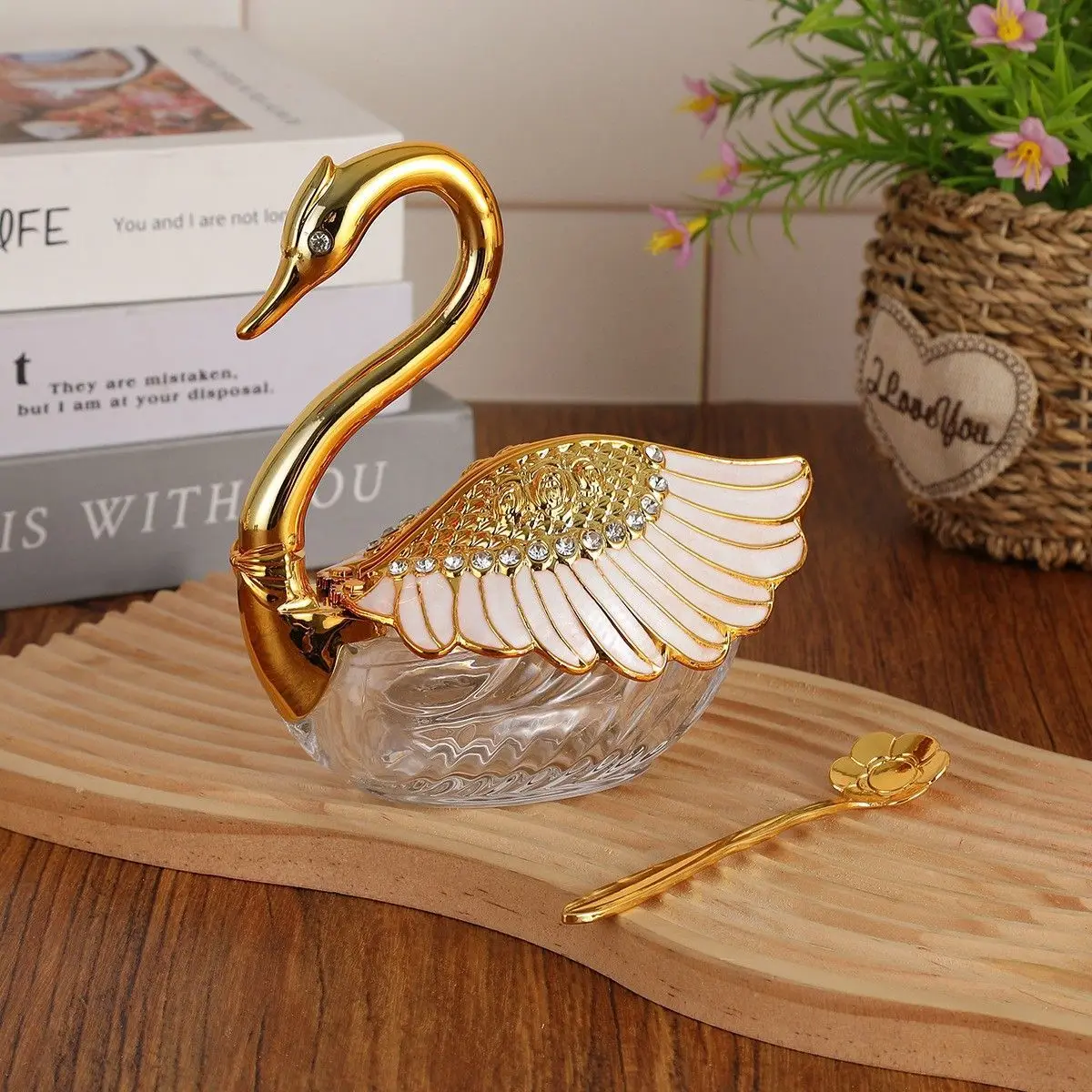

European Style Swan Art Spice Jar Multi-purpose Tea/Sugar/Salt Jar High-end Restaurant Home Kitchen Table Decor Ornament