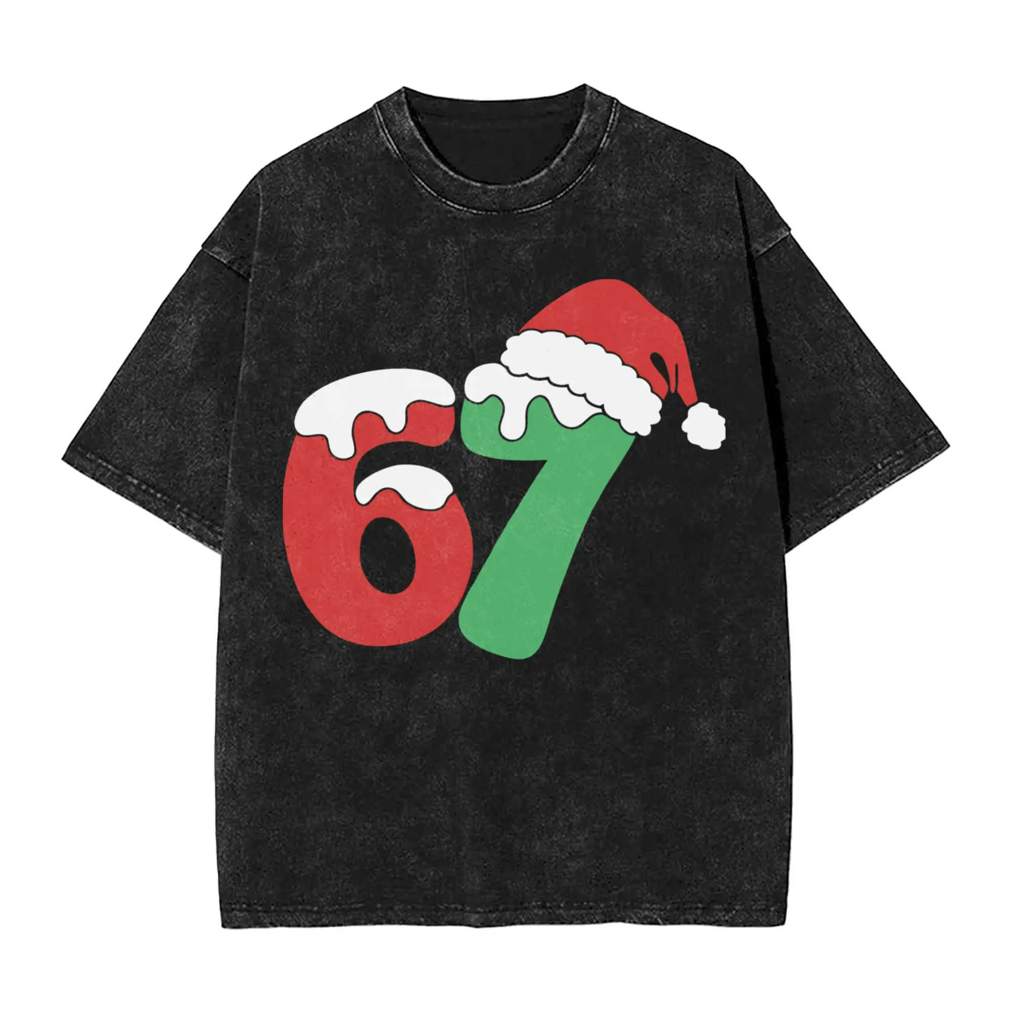 

67 Christmas Funny Six Seven Meme T Shirt Summer Y2K Basic T-Shirts Cotton Harajuku Tshirt For Men Short-Sleeved Design Clothing