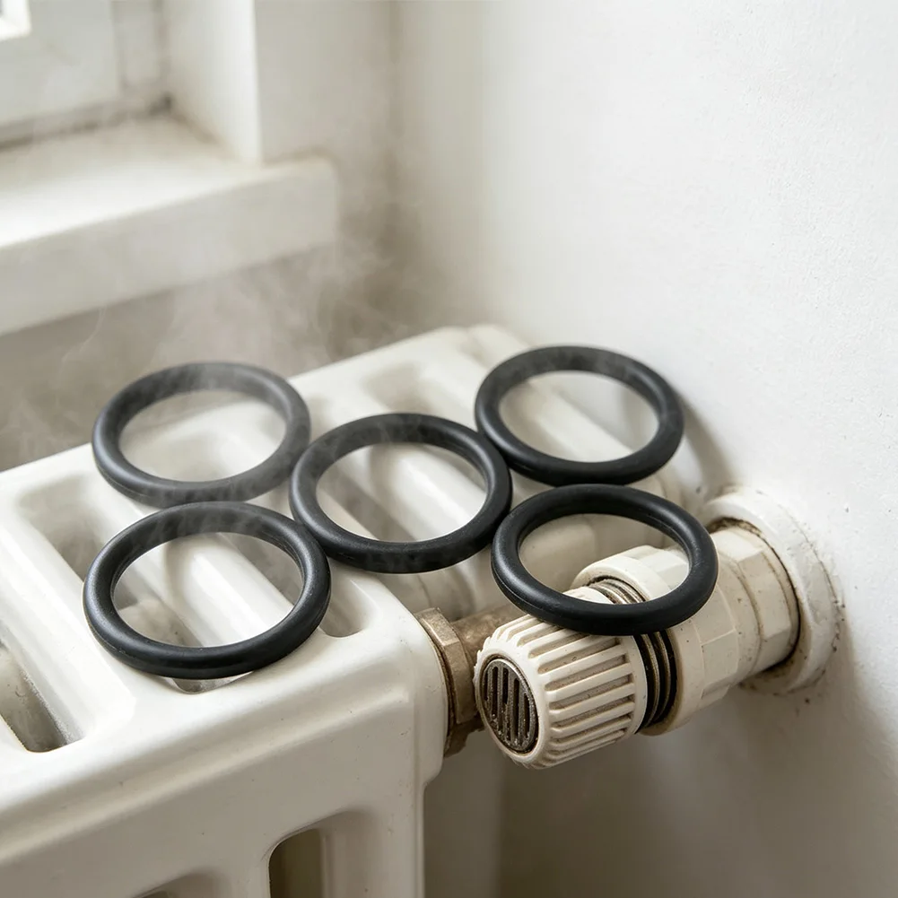 5Pcs Central Heating Radiator Air Vent Valve Sealing Rings Black Rubber O-Ring G1/2 Replacement For Home Plumbing Maintenance