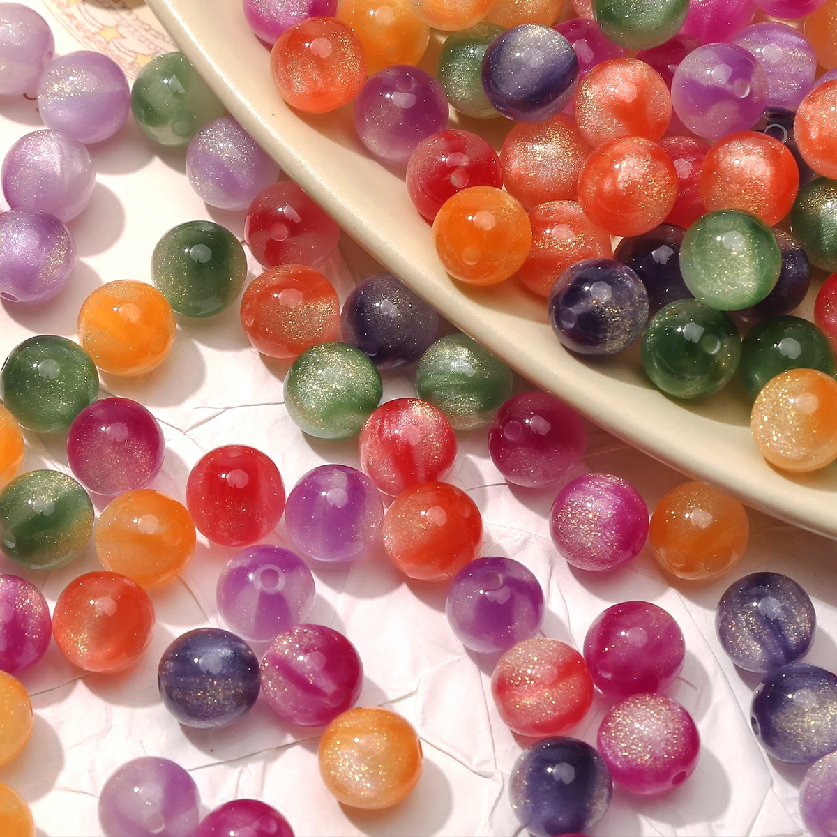 10/50pcs 10mm Resin Round Beads UV Changing Reactive Spacer Beads for DIY Necklace Bracelet Earring Jewelry Making Accessories image 3