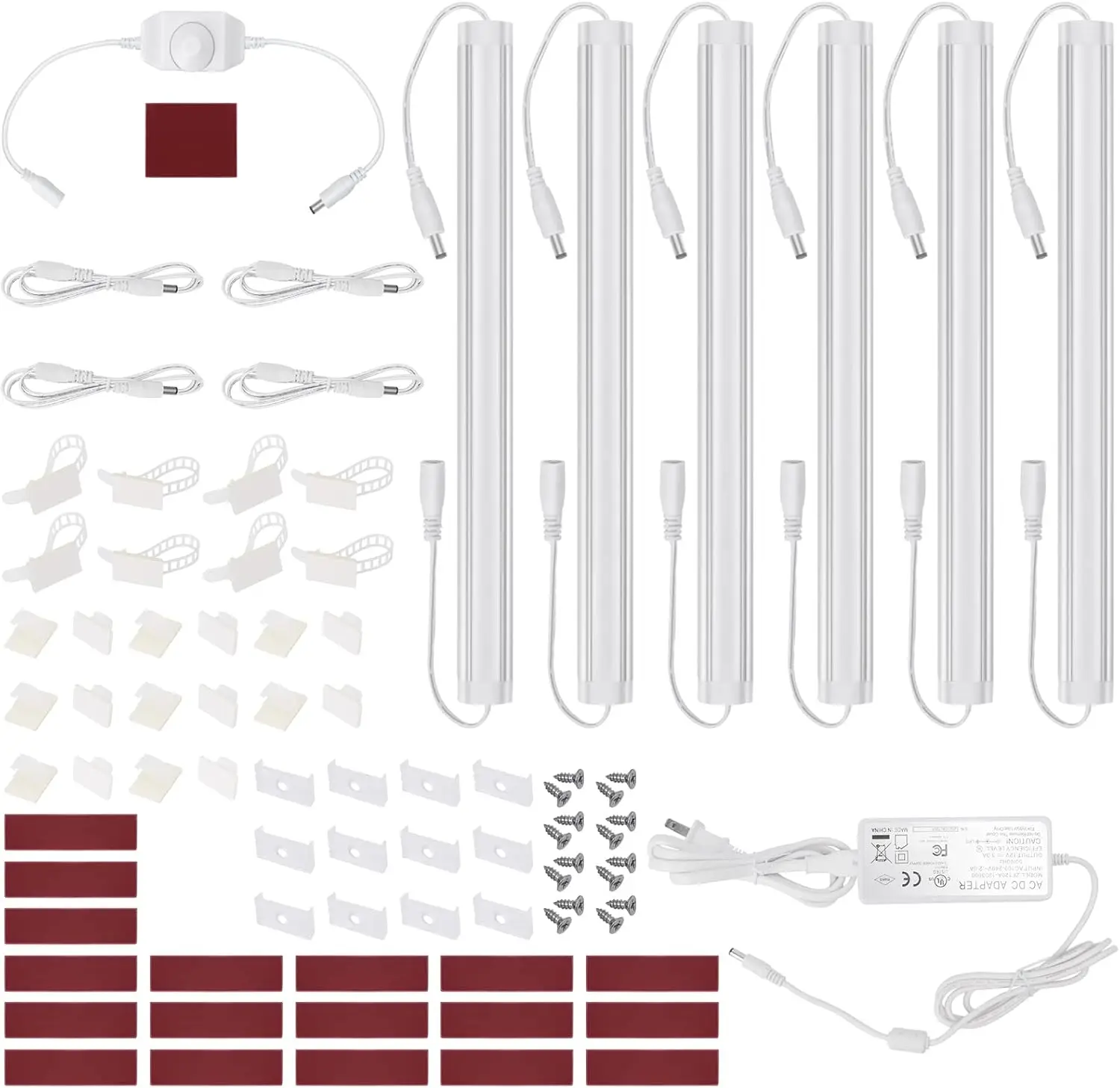 

Under Cabinet LED Lighting Kit, 6 PCS 12" Slim Light Bars, 31W 2000 Lumen, Dimmable, Plug or Wired, for Kitchen Counter Shelf