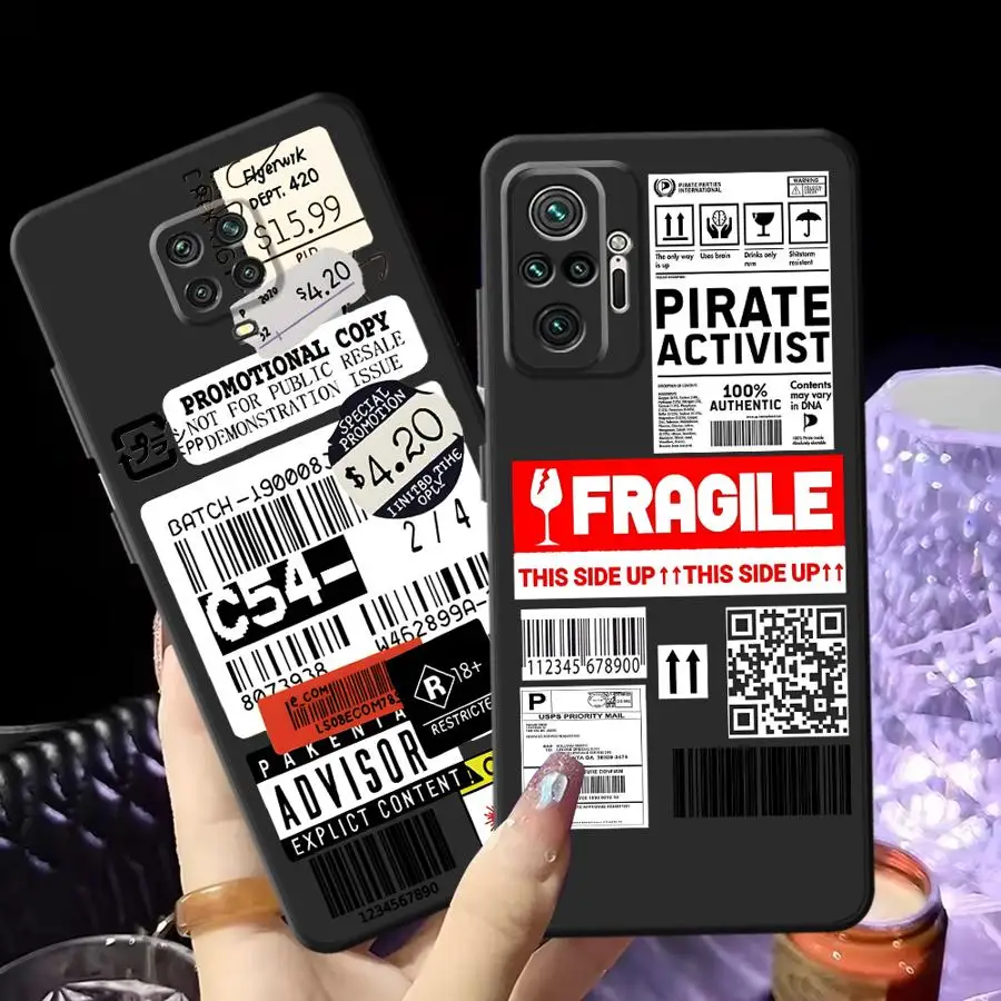 Minimalistische Logo-Hülle für Xiaomi Redmi Note 9, 10, 11, 12 Pro, 7, 8, 13, 14 Plus, 9S, 12S, 10S, 11S, schwarze weiche Handyhülle