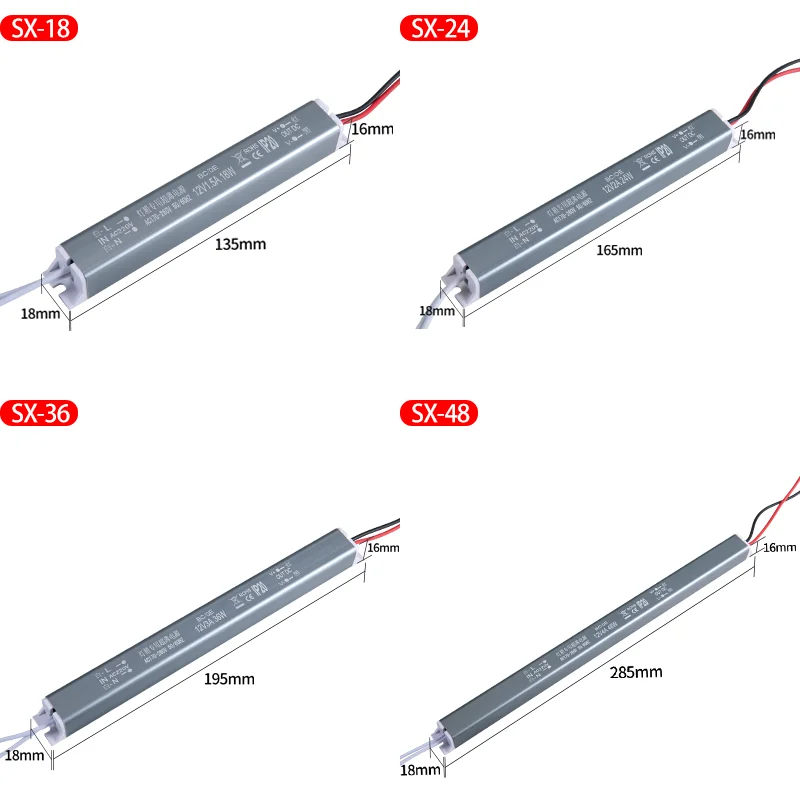 LED Driver 18W 24W 36W 48W 60W 72W 80W 110W 170-260V AC/DC 12V 24V Ultrathin Switching Power Supply Lighting Adapter Light Strip