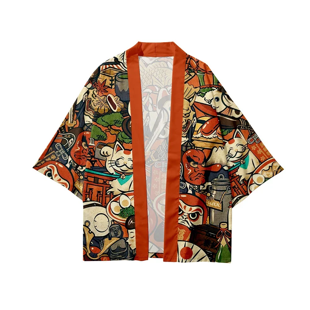 Streetwear sweter Demon samuraj nadruk kota strój tradycyjny kimono damski męski Harajuku japoński top yukaa na plaży