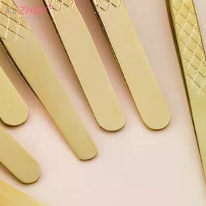 1Pcs Fiber Tip Gold Stainless Steel Lash Pickup Tool Eyelash Extension Tweezers For Volume Fans Classic Lash Isolation
