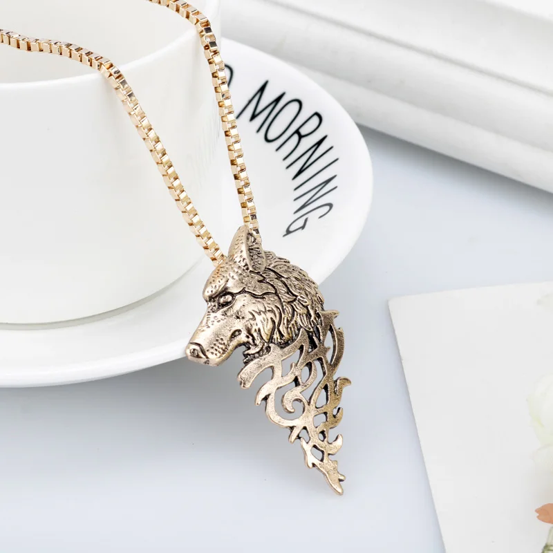 Cabeça de lobo pingente colar punk vintage feminino masculino metal animal jóias transporte da gota coisas legais corrente masculina festa jóias presente