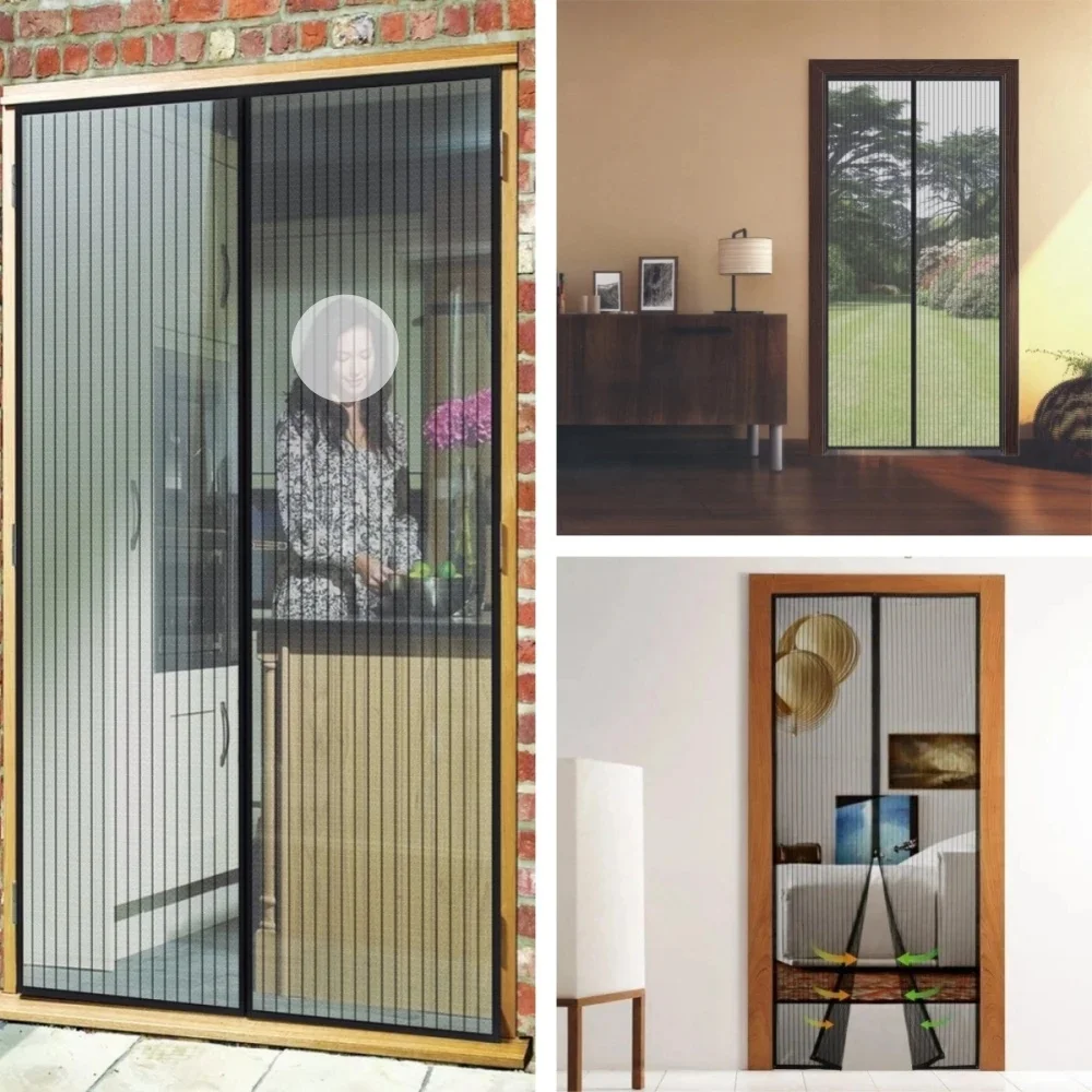Anti Mosquito Black Door Curtain Automatic Closing Dustproof Door Screen Prevent Fly Insect Ventilation Net Household Accessory