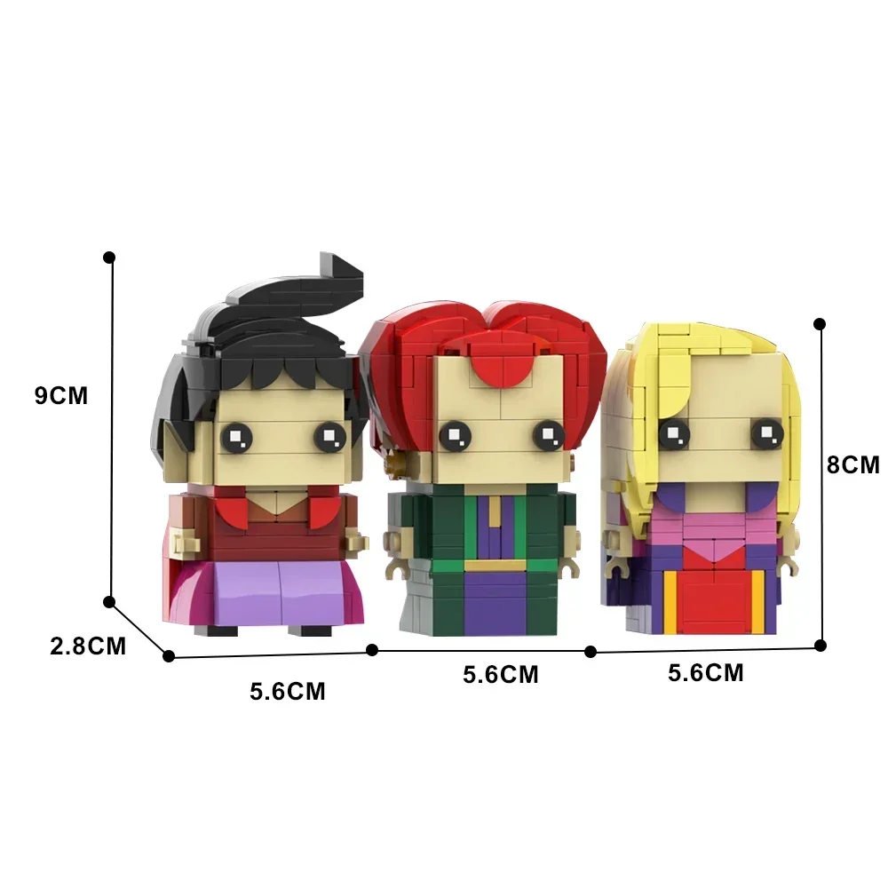 Gobricks MOC Halloween Sanderson Sisters Brickheadz Bricks Hocus Pocus Magic House Building Block Set Educational Toys For Gift