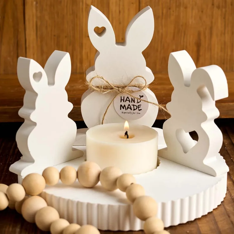 

3D силиконовая форма для свечей в форме сердца кролика, сделай сам, пасхальный кролик, формы для мыла, пластырь, бетон, смола, ремесло, домашний фестиваль, деко, художественный подарок