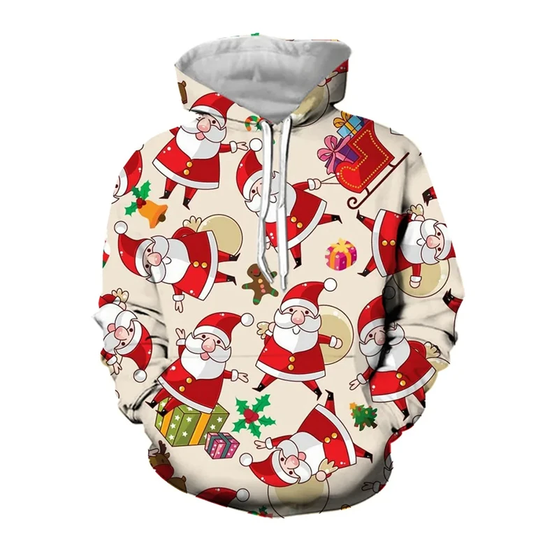 Funny Christmas Gifts Gingerbread Man Graphic Sweatshirts Cartoon Xmas Santa Claus Snowman Elk 3D Print Y2k Men Hoodie Women Top