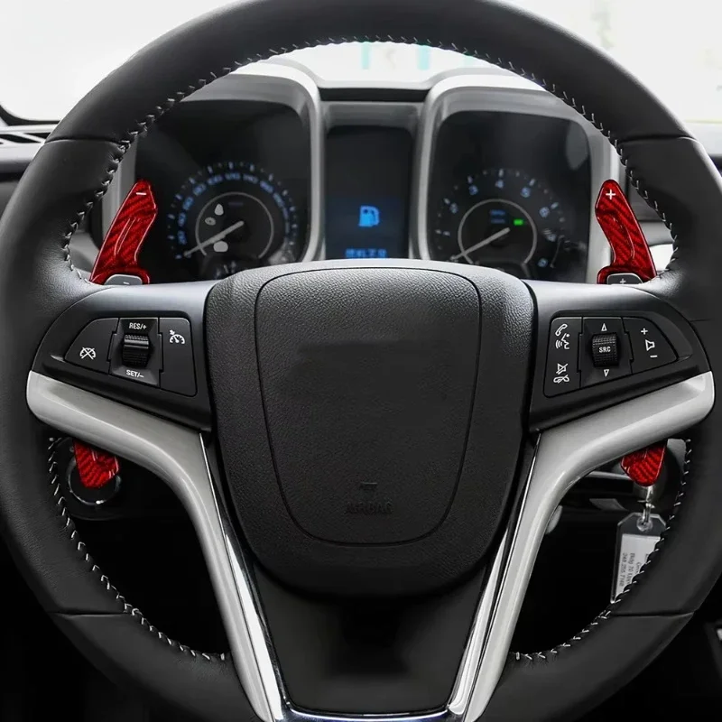 

For Chevrolet Camaro Real Dry Hard Carbon Fiber Buick Lacrosse interior Steering Wheel Paddle Shifter Sticker 2010 2015