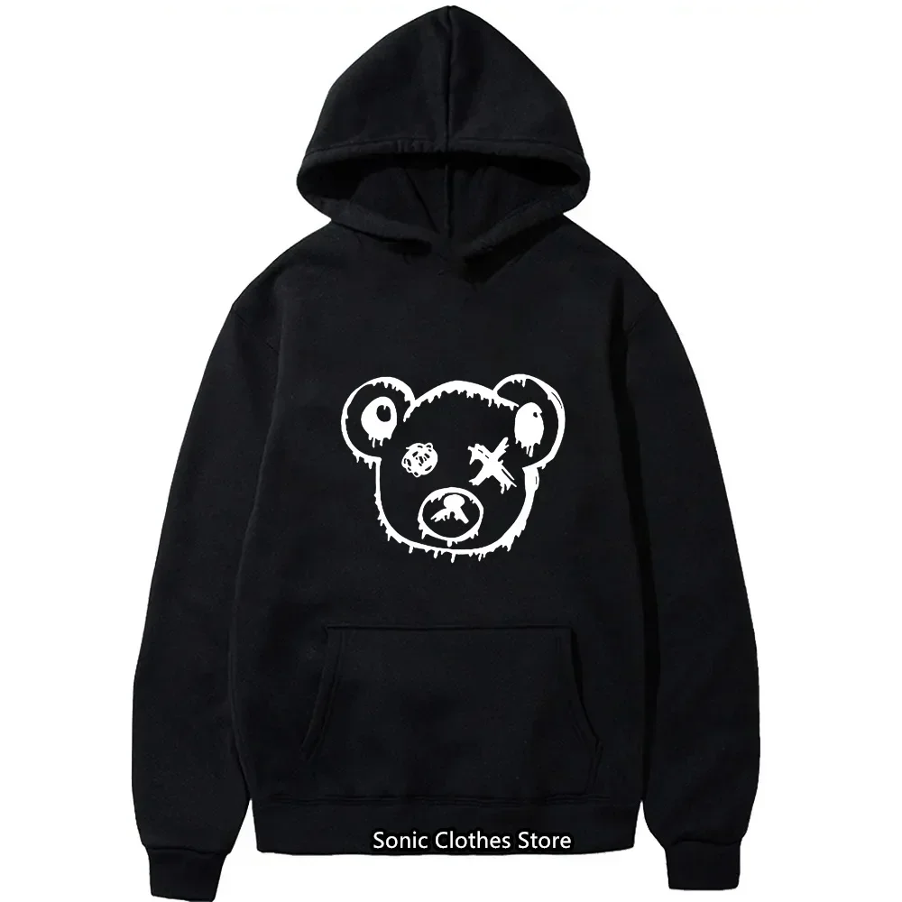 Sporty Teddy Bear With Hands In Pockets Mens Hoodies Street Hip Hop Hoody Pocket Fleece Sweatshirt Crewneck Pullover Men Clothes